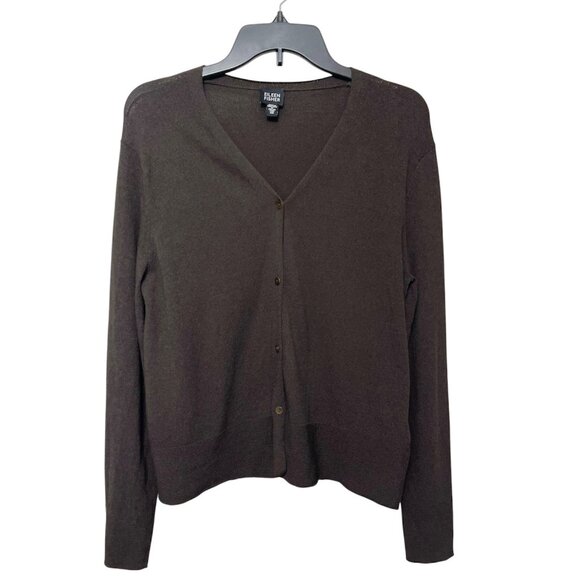 Eileen Fisher Brown V-Neck Button-Front Cardigan Sweater Size XS - Picture 6 of 6
